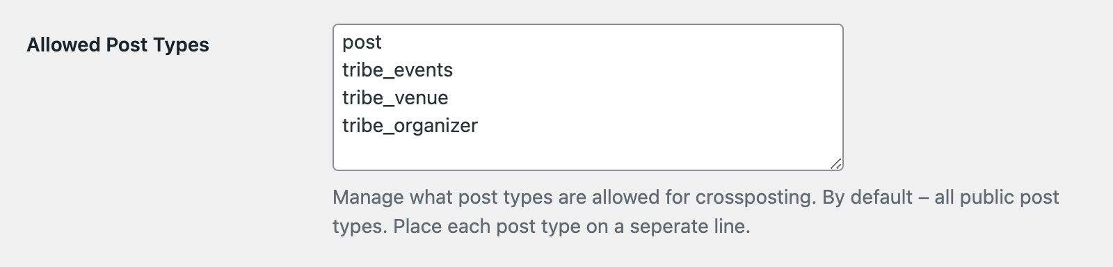 Custom post types of the events calendar plugin.