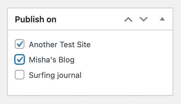 select specific WordPress sites to crosspost