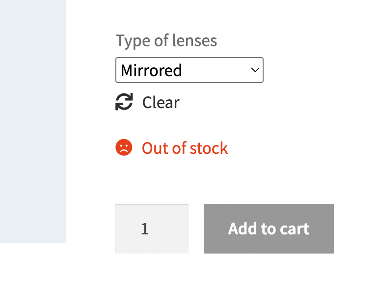 WooCommerce out of stock variation is selected