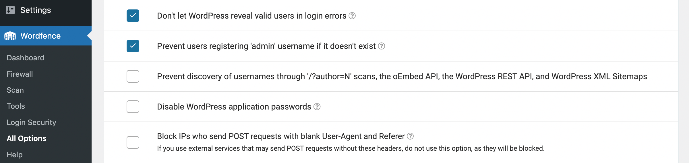 WordFence checkboxes you need to uncheck to allow REST API.