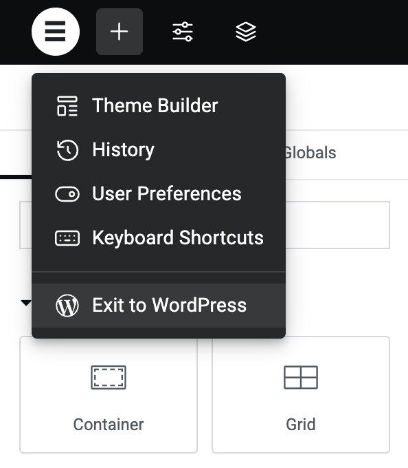 how to exit Elementor to standard editor
