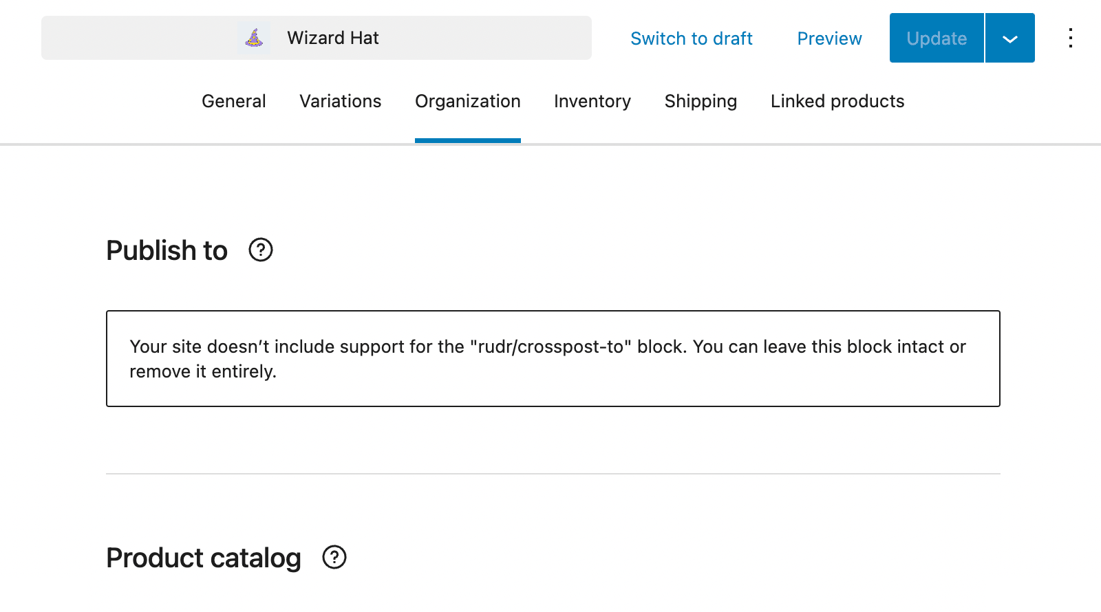 An error when creating new fields in WooCommerce new product editor.
