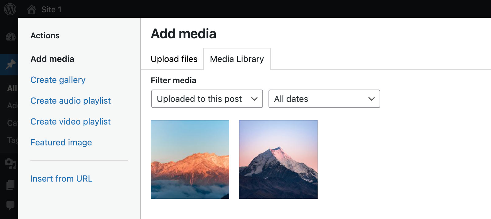 Images attached to a WordPress post