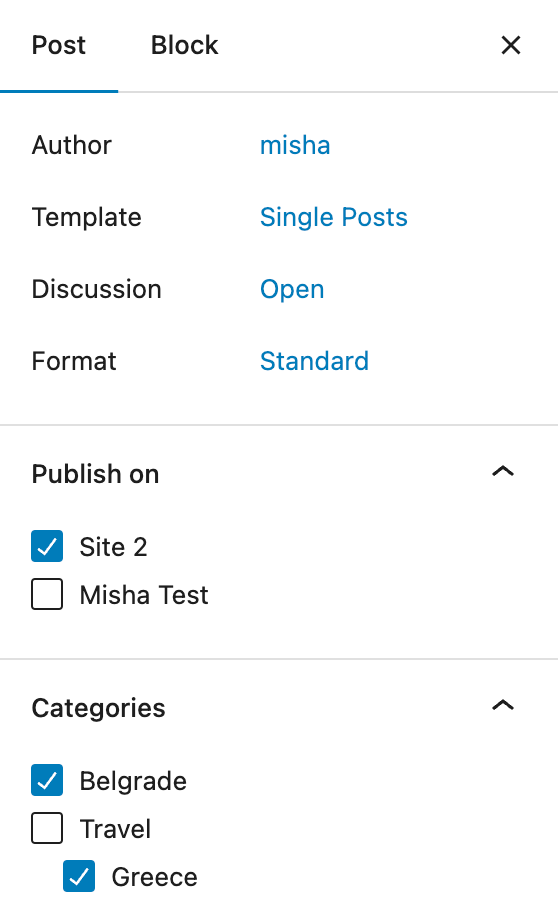 Publish posta or pages on multiple sites