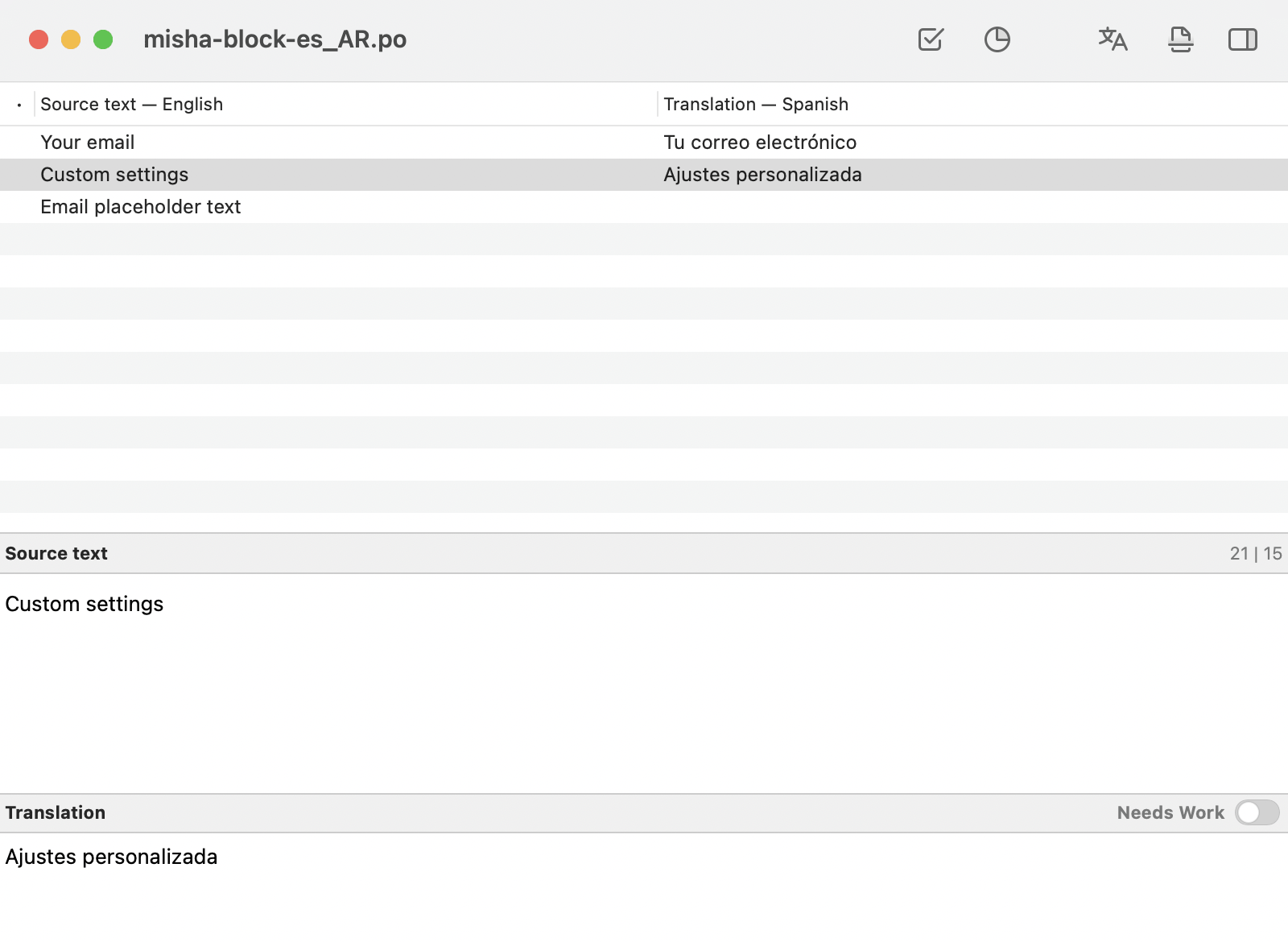 Translating a Gutenberg block with Poedit