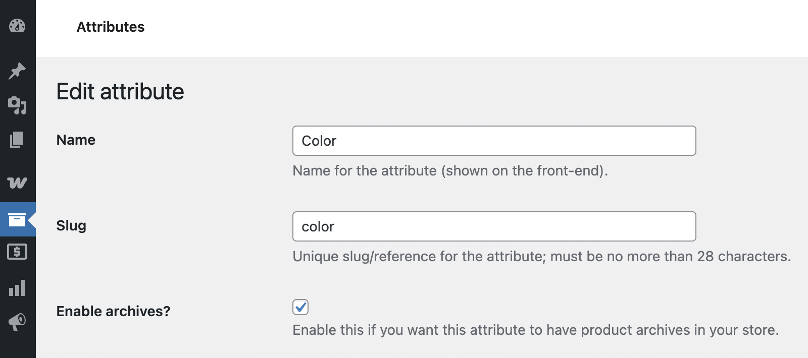 Enable attribute archive pages