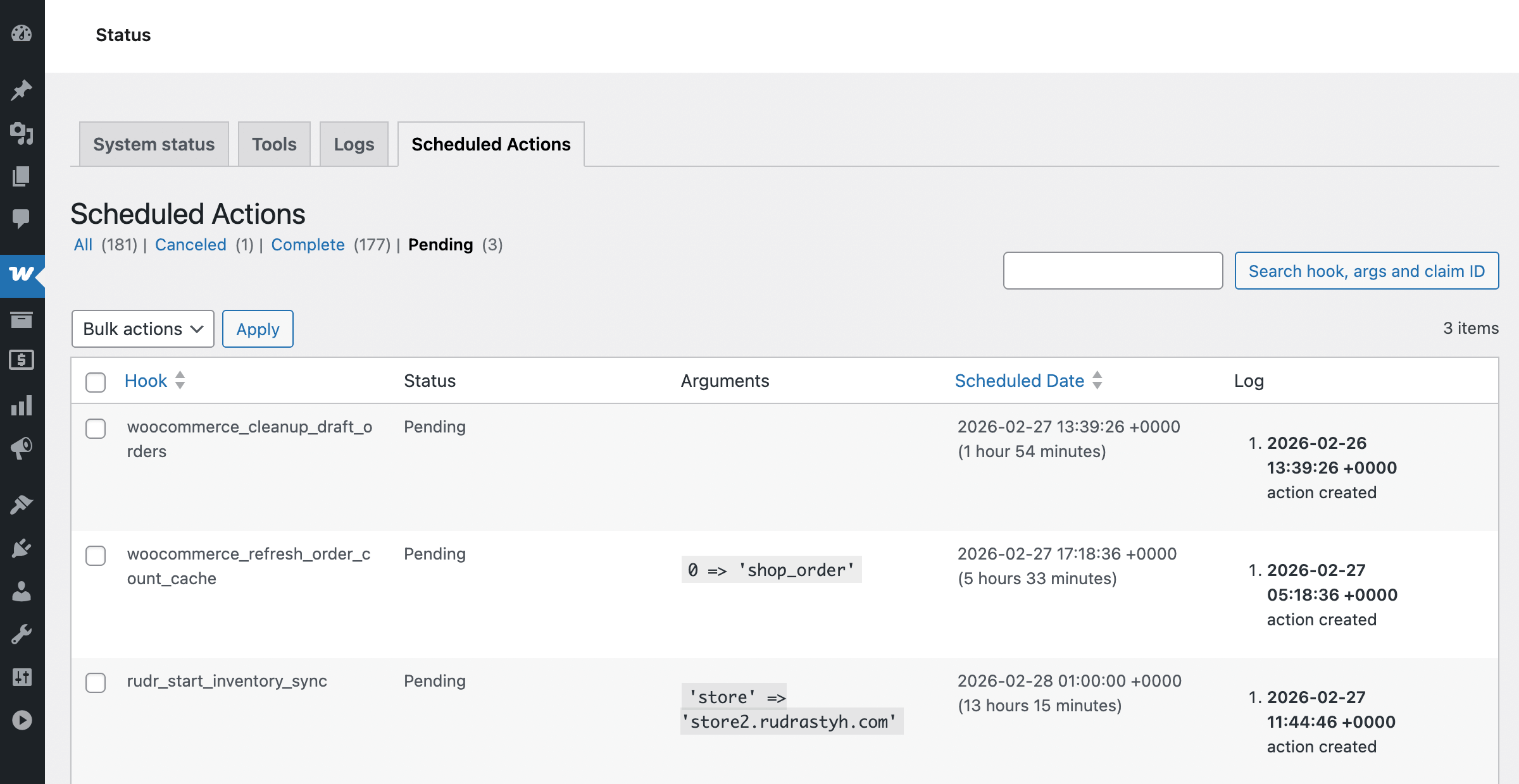 Full stock resync scheduled actions