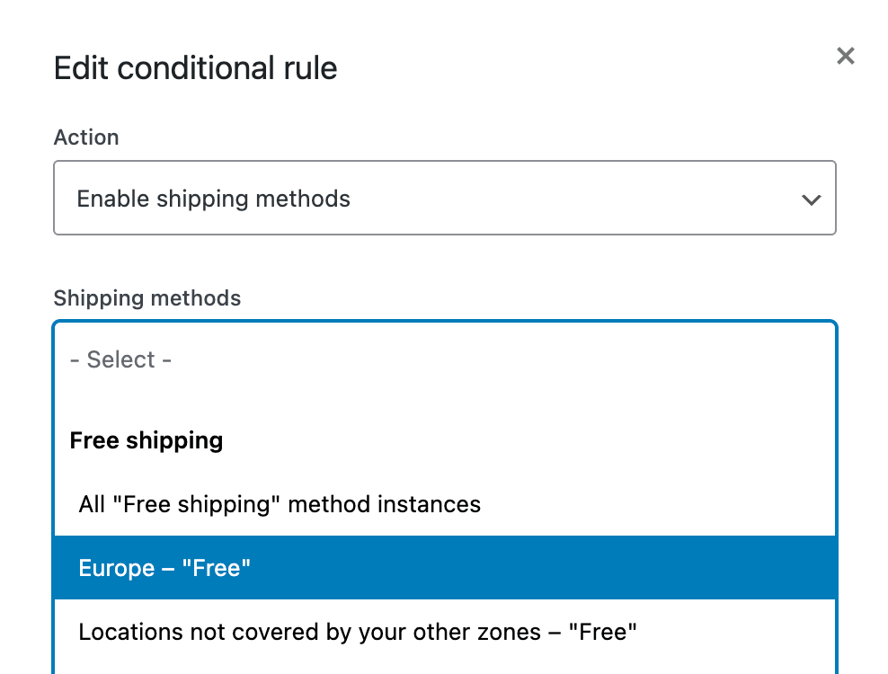 Free shipping methods by a shipping zone in WooCommerce