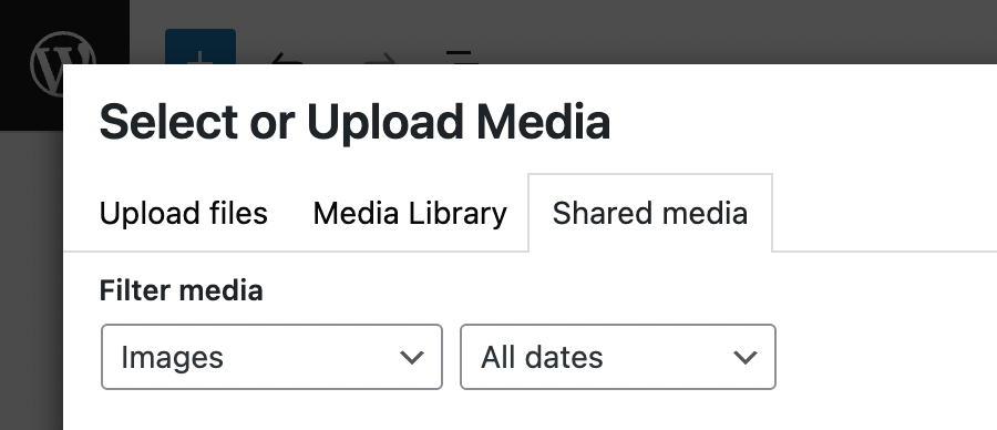 shared media tab in WordPress Multisite