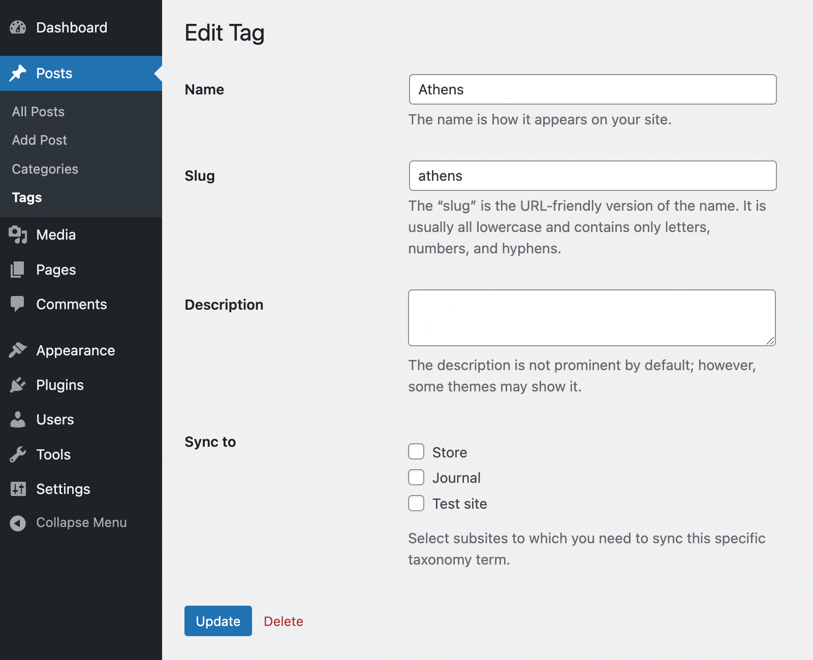 Sync taxonomy terms between subsites in WordPress Multisite
