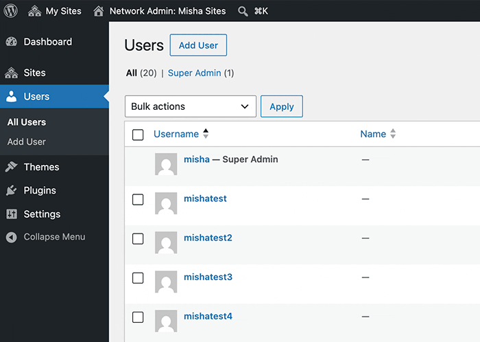 WordPress Multisite bulk share users
