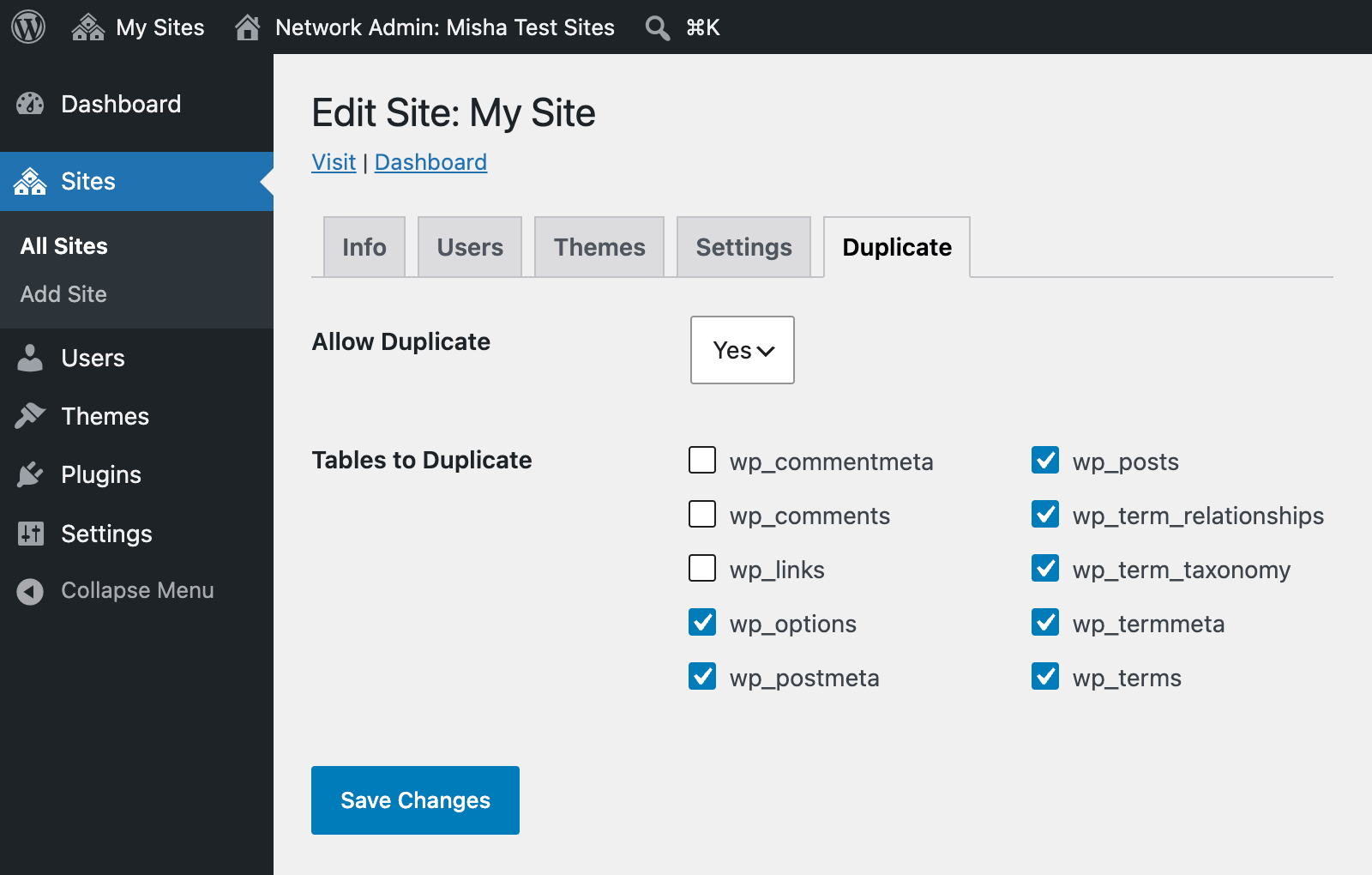 Settings of a target sub-site which is going to be cloned
