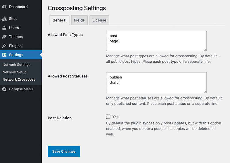 network settings page