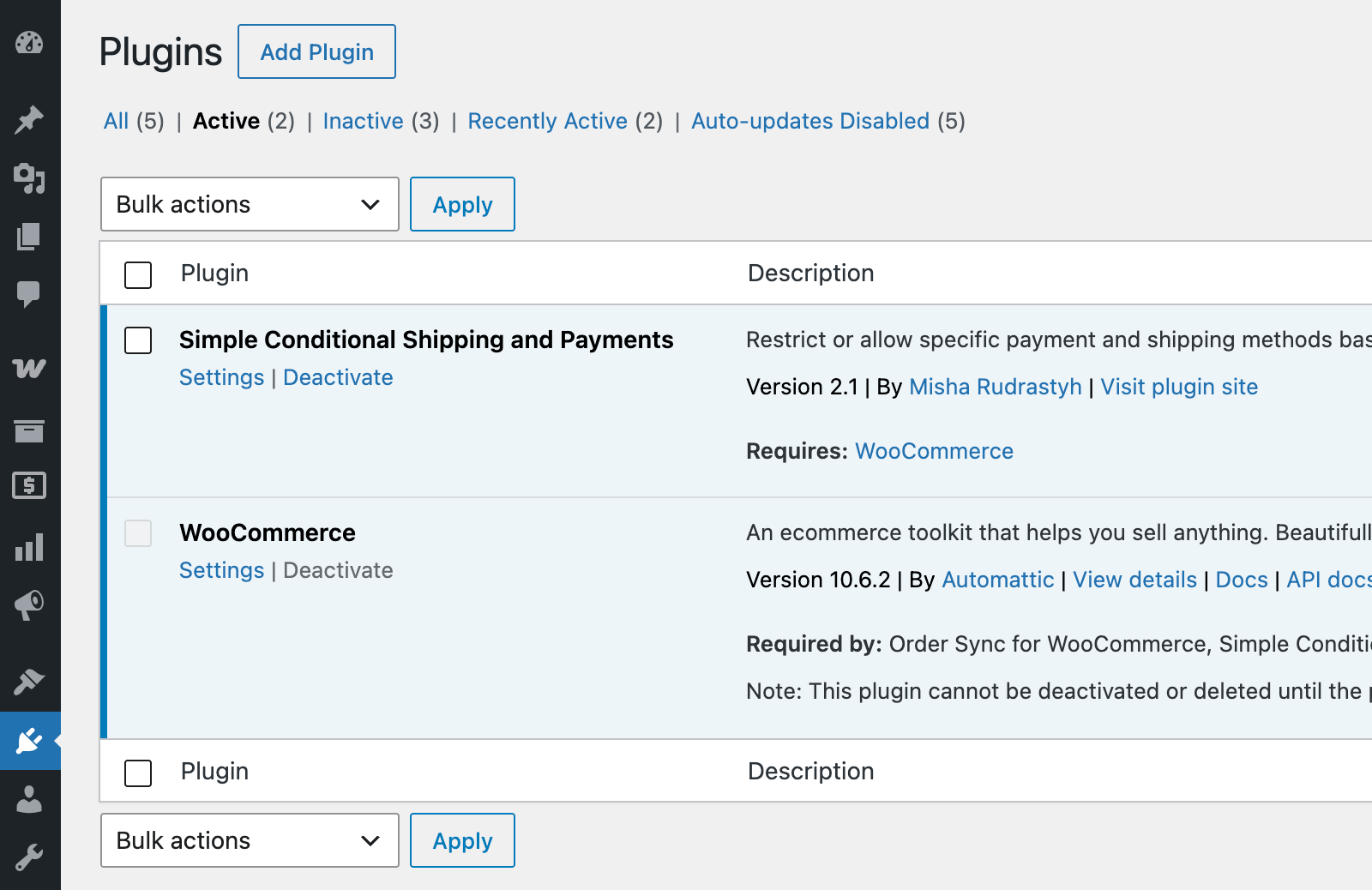 Simple Conditional Shipping and Payments plugin