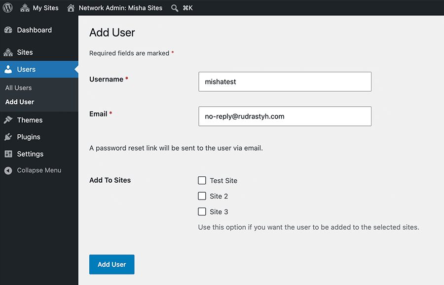 WordPress Multisite share users