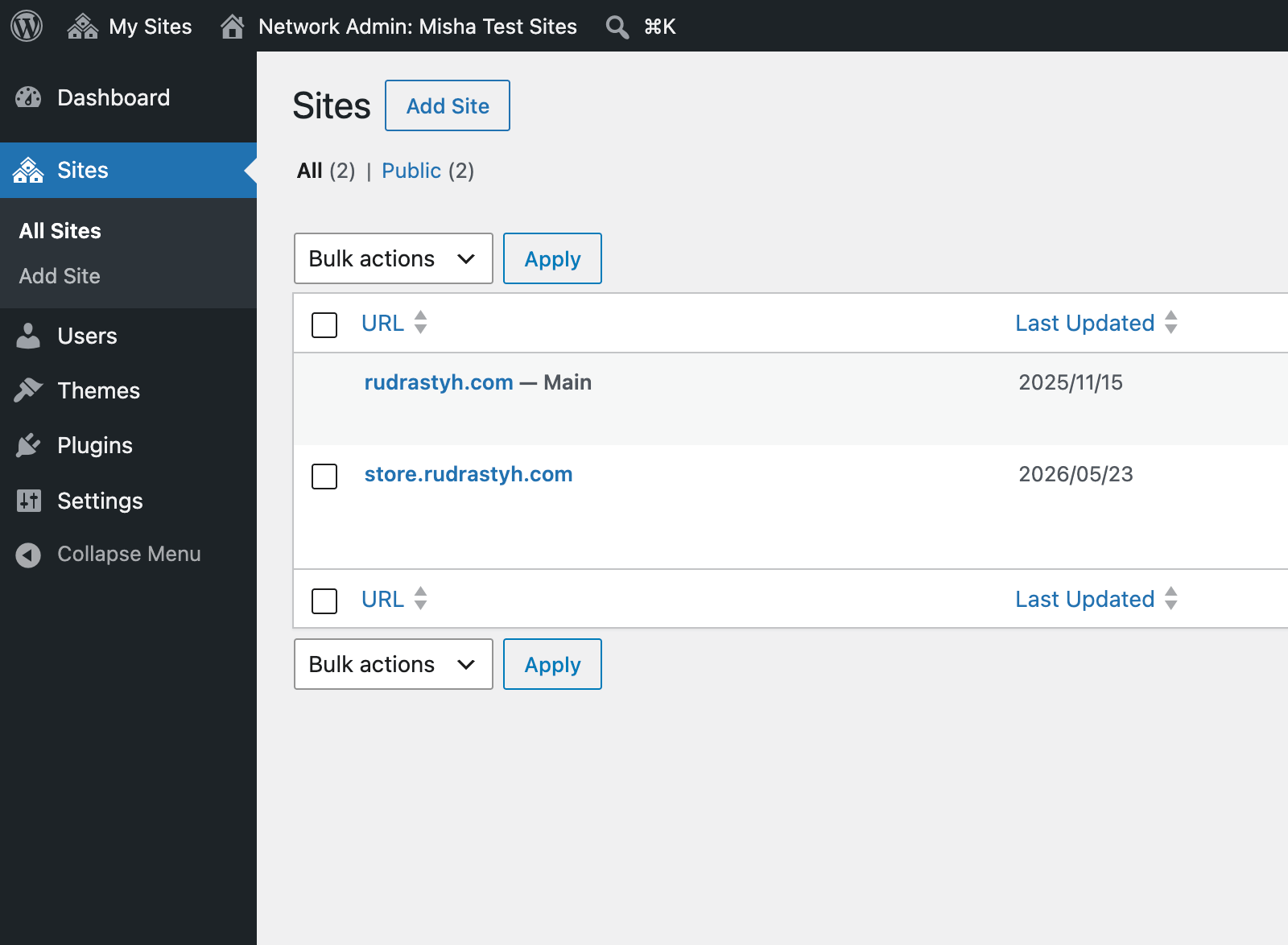 WordPress Multisite clone site example