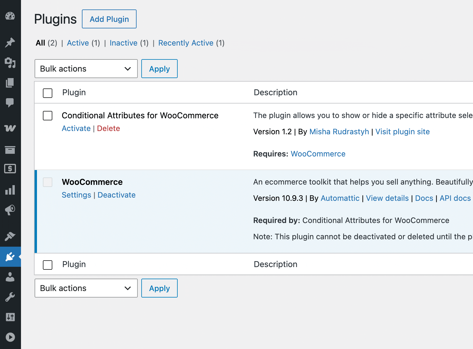 Install and activate Conditional Attributes for WooCommerce plugin