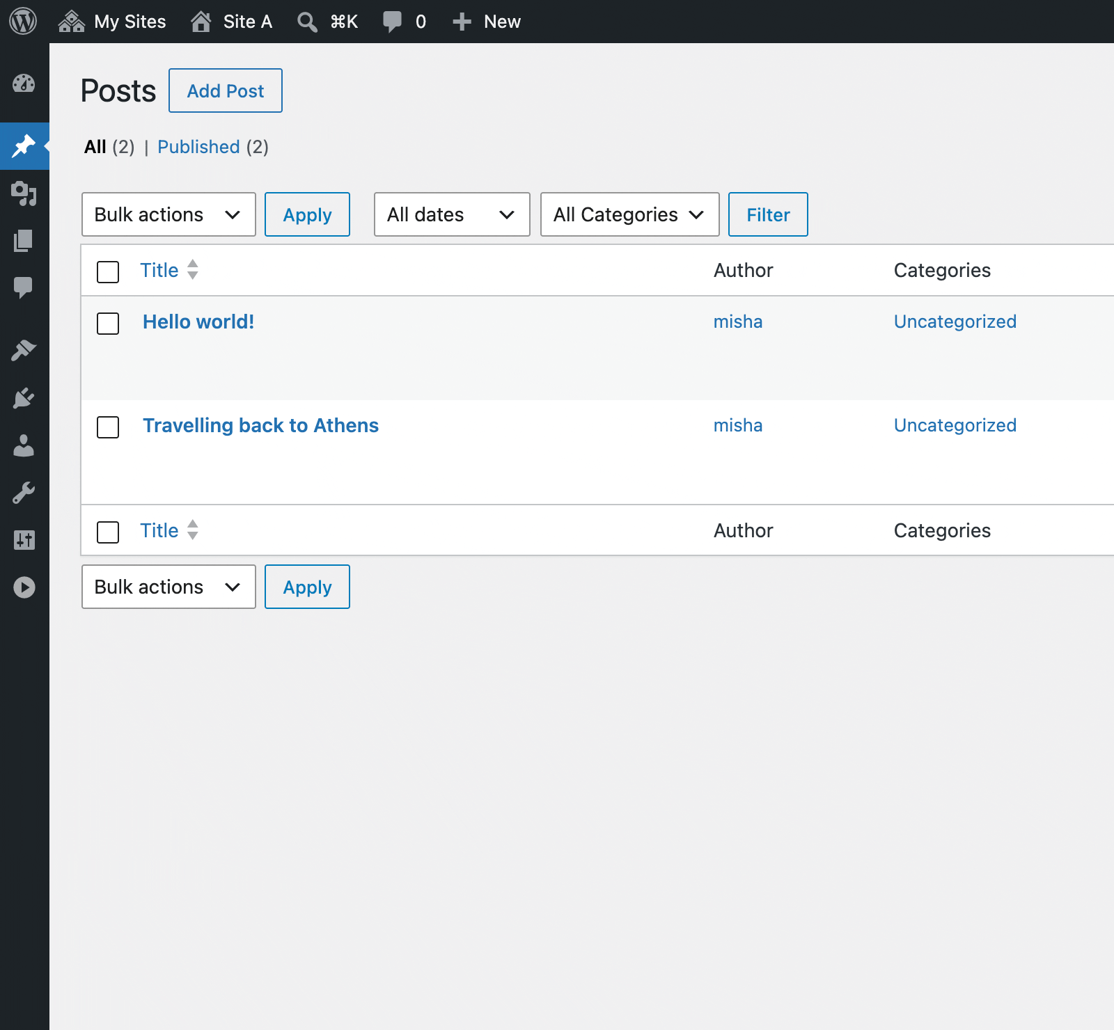 Transfer WordPress posts between subsites in a multisite network.