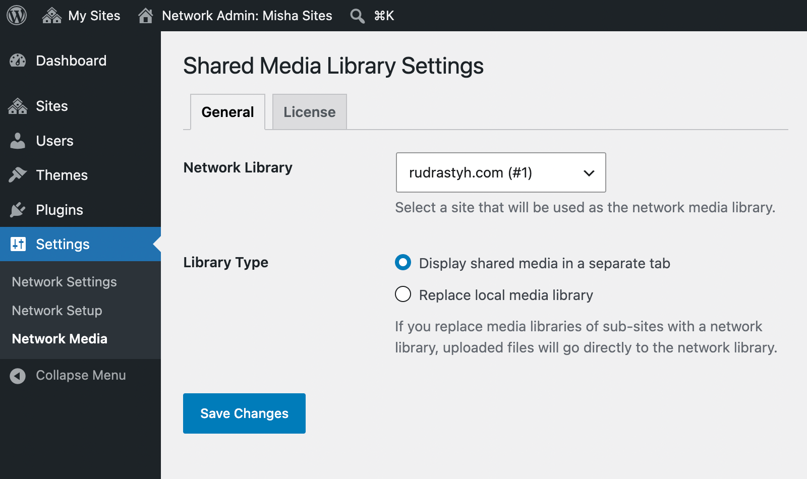 Centralized media library settings in WordPress Multisite