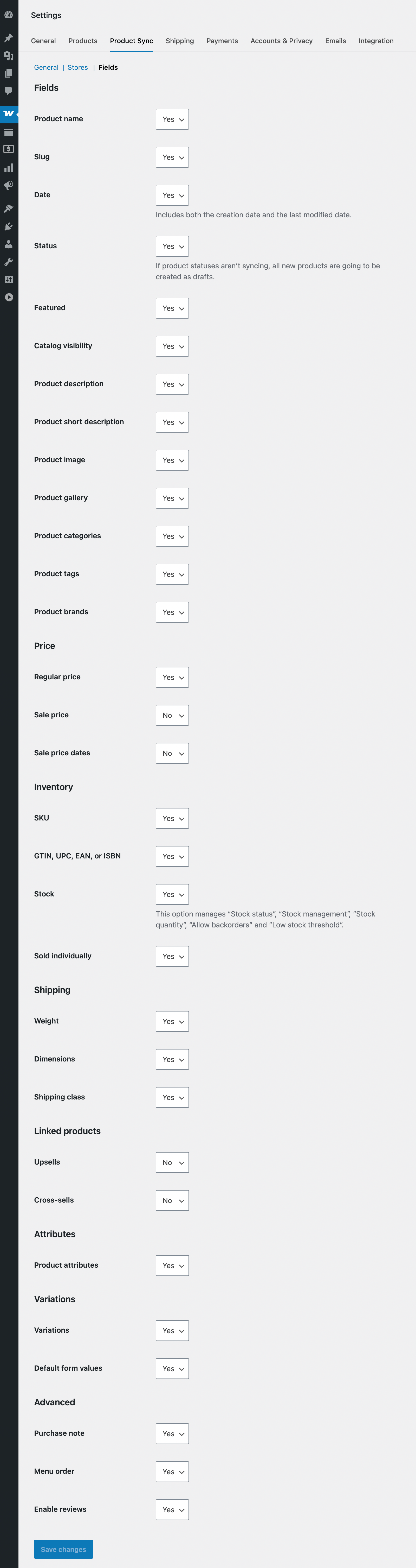 Exclude product data from WooCommerce API product sync in the plugin settings.
