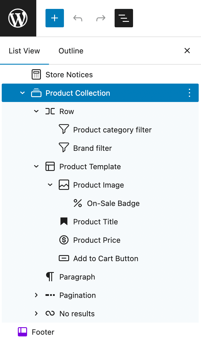 WooCommerce product category filters in the Product Collection block