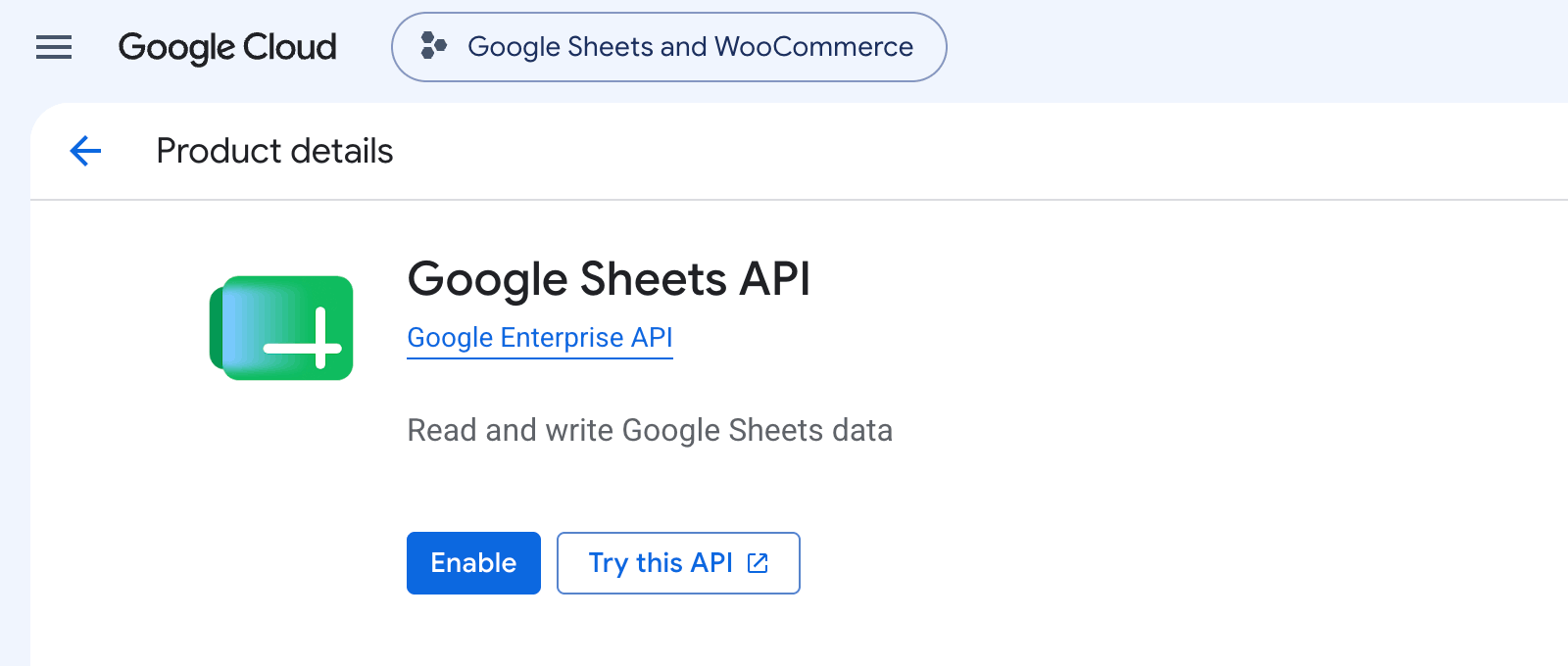 Enable Google Sheets API